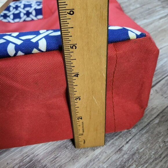 Travelon Red & Blue Geometric Travel Tote Bag With Zipper Closure & Inner Pocket - Picture 12 of 12